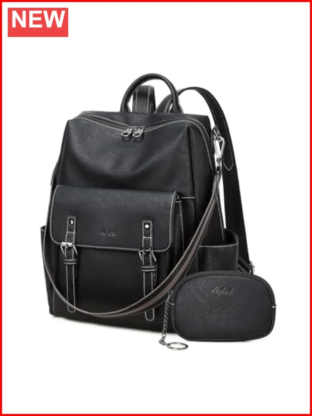 Ladies PU Leather Backpack Purse with Laptop Compartment, Shoulder Handbag
